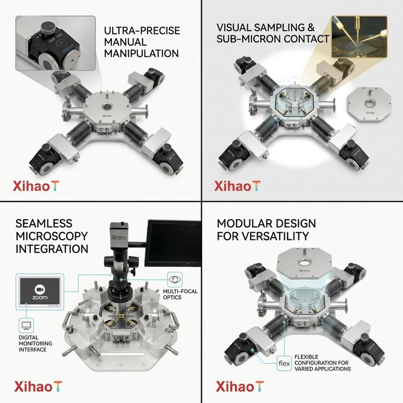 Multi-Probe Vacuum Probe Station 6-Probe Configuration -190°C to 400°C ±0.1°C Stability Triaxial BNC Wafer-Level Testing